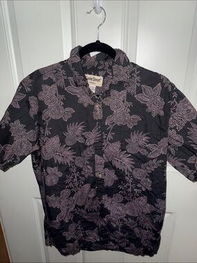 Cooke Street Men’s Black Button-Down Shirt with Pink Floral Print